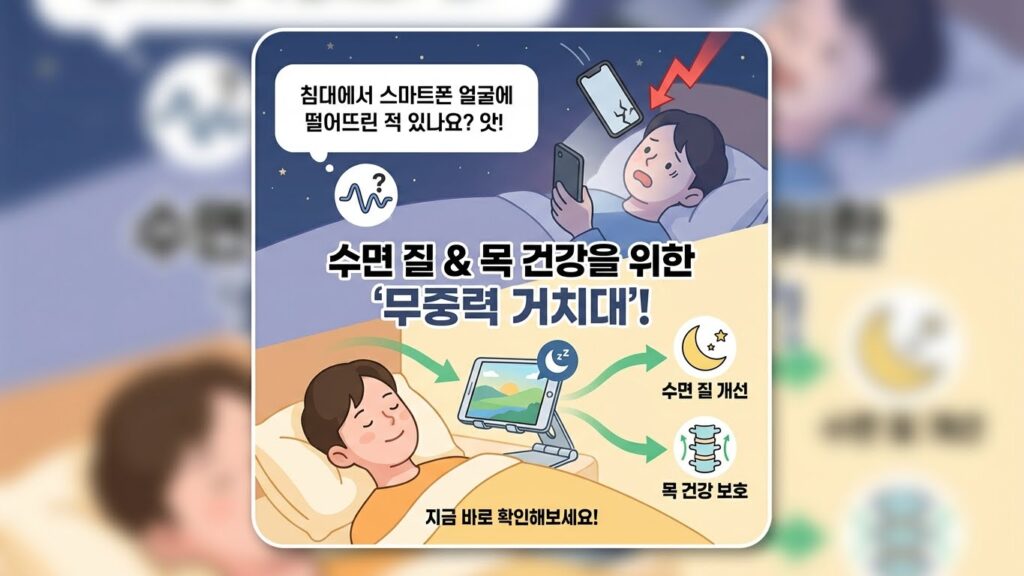 얼굴에 스마트폰 떨어뜨려 본 사람? 침대 위 '무중력 거치대'가 바꾼 수면의 질과 목 건강