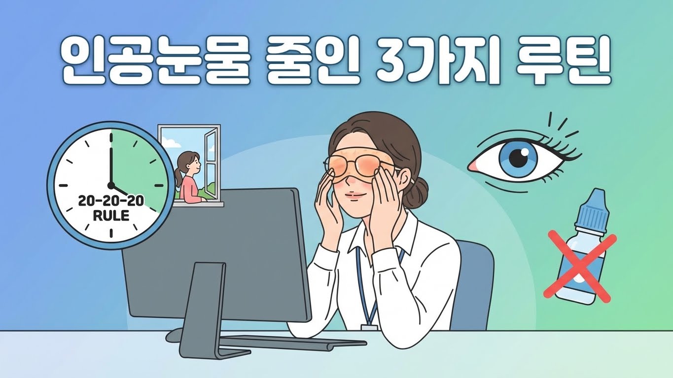 하루 10시간 모니터 보는 직장인의 안구건조증 탈출기: 인공눈물 줄이고 찾은 3가지 루틴