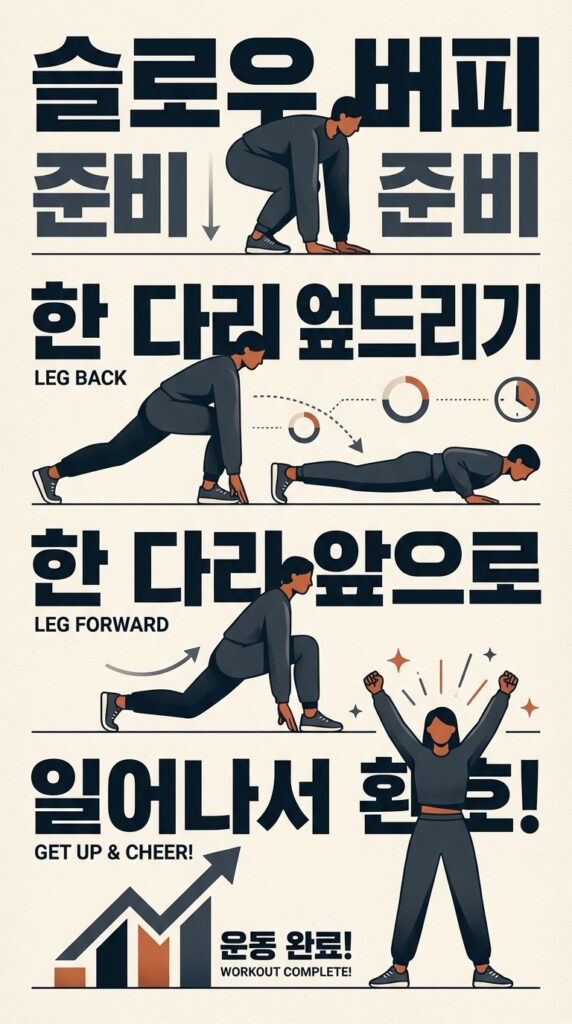 40대 뱃살 빨리 빼는 맨몸운동 루틴: 헬스장 안 가고 집에서 내장지방 태우는 현실적인 방법 (층간소음 없음) 4 최고의 가성비 운동, 슬로우 버피 (Slow Burpee)