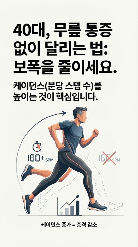 40대 무릎 통증 없이 달리기 방법: 의욕만 앞서다 연골 닳지 않고 롱런하는 아재 러너의 현실 가이드 4 40대 무릎 통증 없이 달리기의 핵심 기술은 바로 보폭 줄이기 (케이던스)