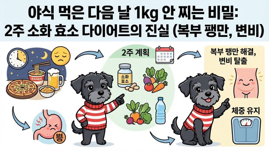 야식 먹고 다음 날 1kg도 안 찐 비결: 소화효소 내돈내산 2주 다이어트 효과와 진실 (붓기, 변비) 2 소화효소