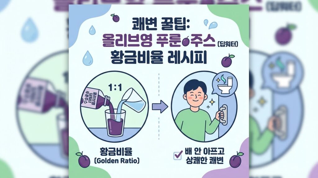 올리브영 푸룬주스(딥워터) 원샷하고 화장실 문고리 잡고 운 썰: 복통 없이 쾌변하는 황금 비율 레시피