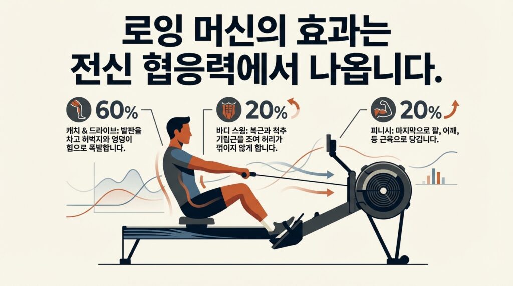 로잉 머신의 효과는 전신 협응력