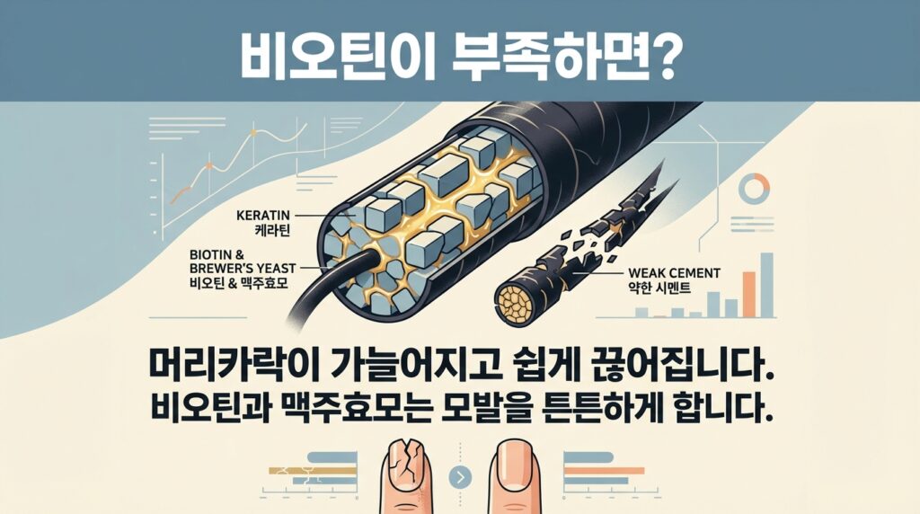 비오틴 맥주효모 탈모 효능 승자는? 머리숱 사수하기 위해 3개월간 먹어본 찐후기 (여드름, 통풍 부작용 주의) 3 비오틴의 정쳍